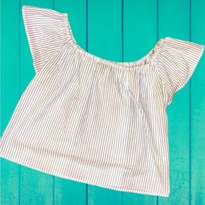 White/Blue Stripped Off The Shoulder Top